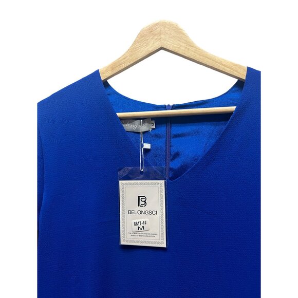 Belongsci NWT Royal Blue Bell Sleeve Tunic Dress - Picture 4 of 7